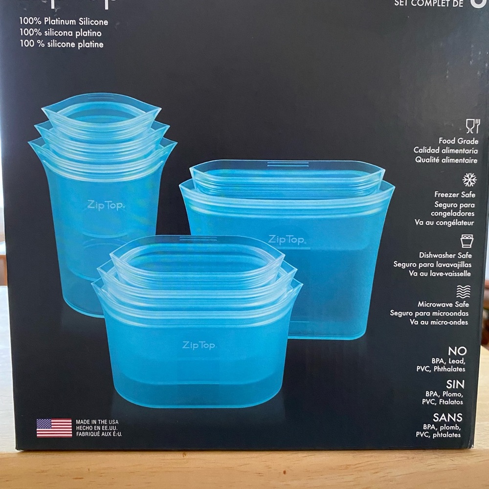 Zip Top Blue Translucent Food Storage Containers Set (Never been used)